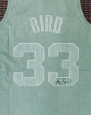 Boston Celtics Larry Bird Autographed Green Mitchell & Ness Washed Out Swingman Jersey Size L Beckett BAS Stock #177710
