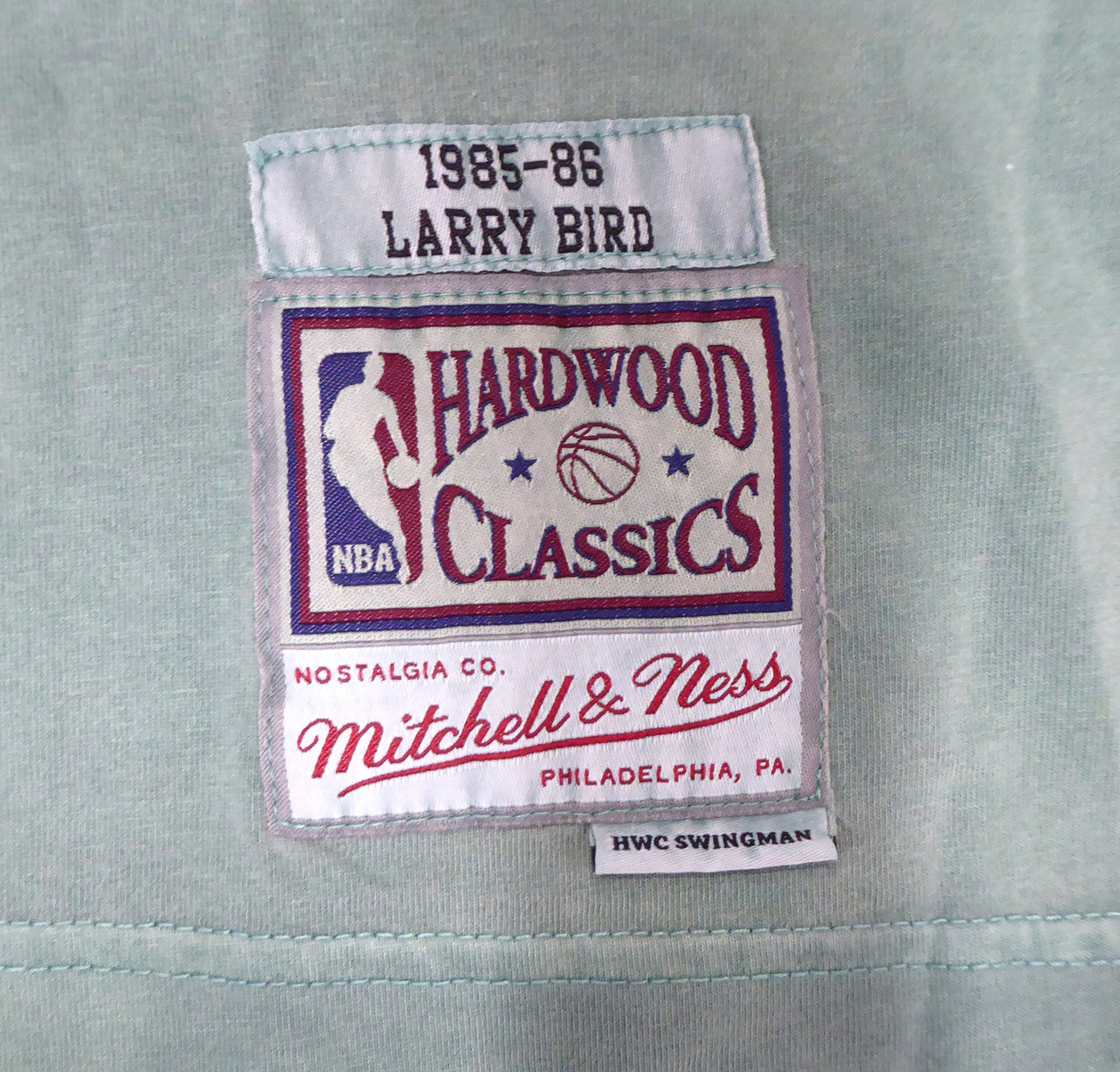 Boston Celtics Larry Bird Autographed Green Mitchell & Ness Washed Out Swingman Jersey Size L Beckett BAS Stock #177710