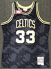 Boston Celtics Larry Bird Autographed Black Mitchell & Ness Gold Toile Swingman Jersey Size L Beckett BAS Stock #177715