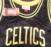 Boston Celtics Larry Bird Autographed Black Mitchell & Ness Gold Toile Swingman Jersey Size L Beckett BAS Stock #177715