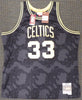 Boston Celtics Larry Bird Autographed Black Mitchell & Ness Gold Toile Swingman Jersey Size XXL Beckett BAS Stock #177717