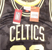 Boston Celtics Larry Bird Autographed Black Mitchell & Ness Gold Toile Swingman Jersey Size XXL Beckett BAS Stock #177717
