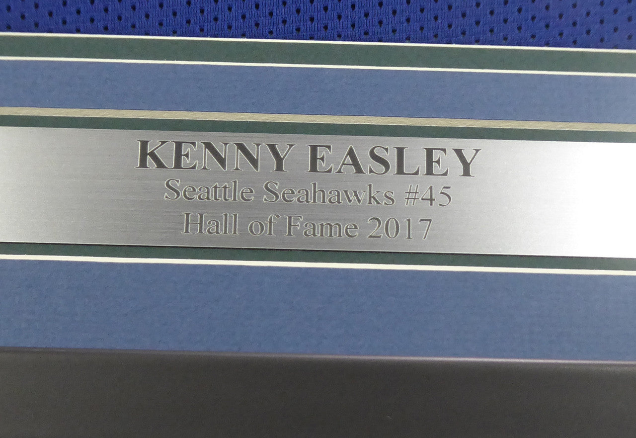 Seattle Seahawks Kenny Easley Autographed Framed Blue Jersey MCS Holo Stock #177855