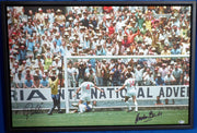 Pele & Gordon Banks Autographed Framed 20x30 Canvas Photo "The Greatest Save" 1970 World Cup Beckett BAS Stock #177858