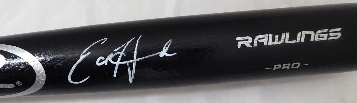 Ed Howard Autographed Black Rawlings Baseball Bat Chicago Cubs In White Beckett BAS Stock #179026