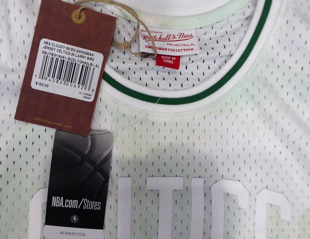 Boston Celtics Larry Bird Autographed Authentic Cloudy Skies Mitchell & Ness Jersey Beckett BAS #WA54260