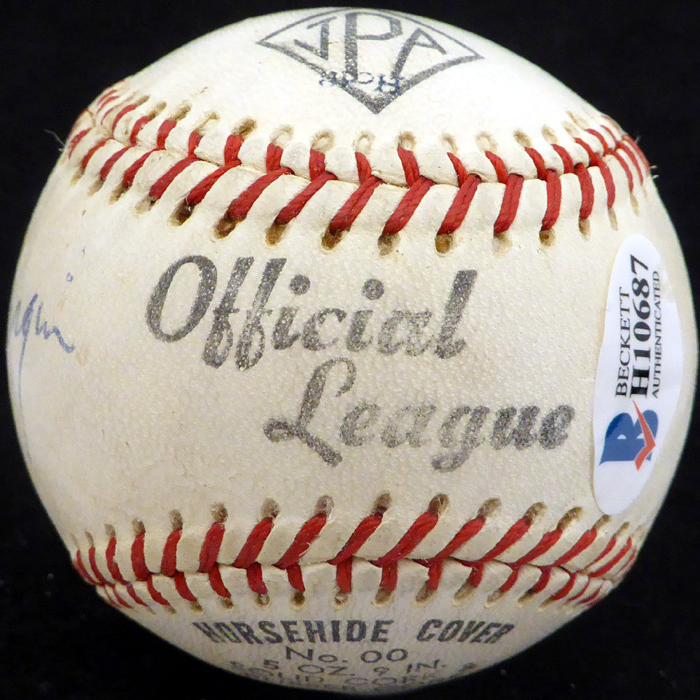 Al Schacht Autographed Official League Baseball Clown Prince Of Baseball Beckett BAS #H10687