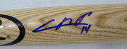 Cristian Pache Autographed Blonde Rawlings Baseball Bat Oakland A's Beckett BAS Stock #186810