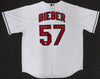 Cleveland Indians Shane Bieber Autographed White Majestic Cool Base Jersey Size XL "Go Tribe" Beckett BAS Stock #187724