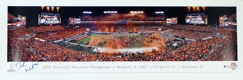 Deshaun Watson Autographed 13x40 Panoramic Photo Clemson Tigers 2016 National Champs (Minor Tear) Beckett BAS #I13261