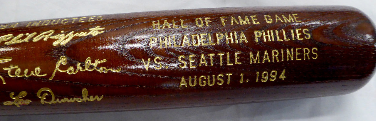 Unsigned 1994 Baseball Hall of Fame Induction Bat Phil Rizzuto, Steve Carlton & Leo Durocher SKU #207940