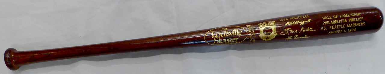 Unsigned 1994 Baseball Hall of Fame Induction Bat Phil Rizzuto, Steve Carlton & Leo Durocher SKU #207940