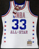 Boston Celtics Larry Bird Autographed White Mitchell & Ness 1988 All Star Game Rhinestone Swingman Jersey Size L (Smudged) Beckett BAS #WA54235