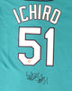 Seattle Mariners Ichiro Suzuki Autographed Teal Majestic Jersey Size M IS Holo SKU #193820