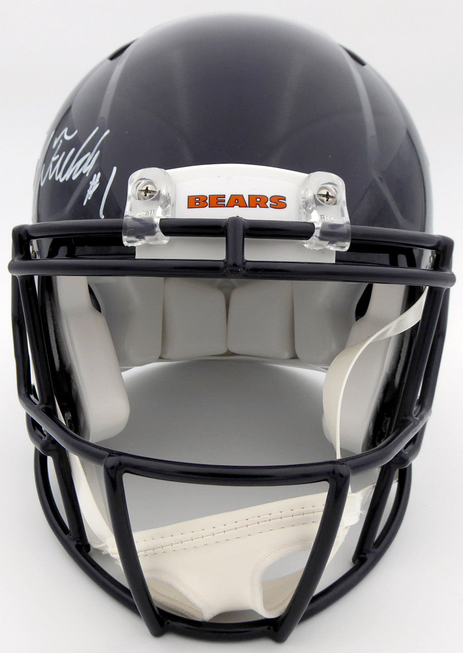 Justin Fields Autographed Chicago Bears Blue Full Size Authentic Speed Helmet Beckett BAS QR Stock #194774