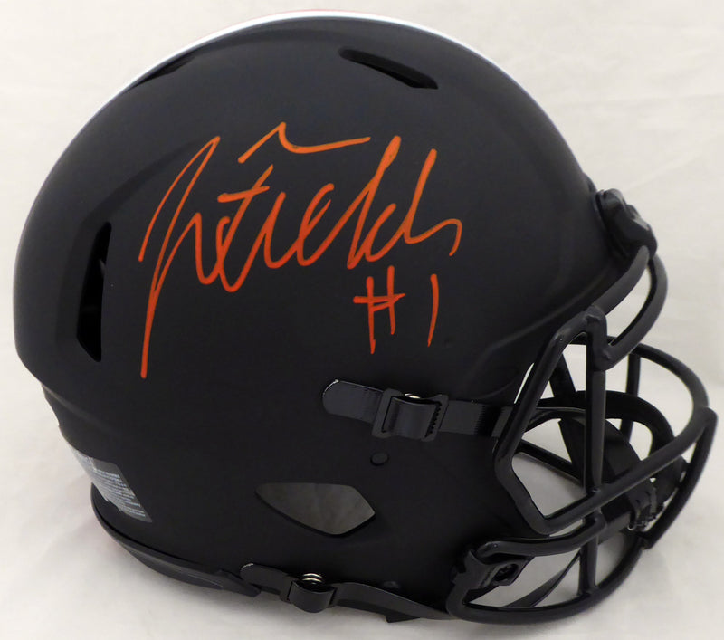 Justin Fields Autographed Ohio State Buckeyes Eclipse Black Authentic Speed Full Size Helmet Beckett BAS #WG94075