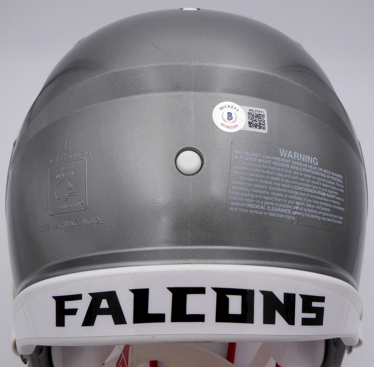 Kyle Pitts Autographed Atlanta Falcons Flash Silver Full Size Authentic Speed Helmet "Dirty Bird" (Smudge) Beckett BAS QR #WL25817
