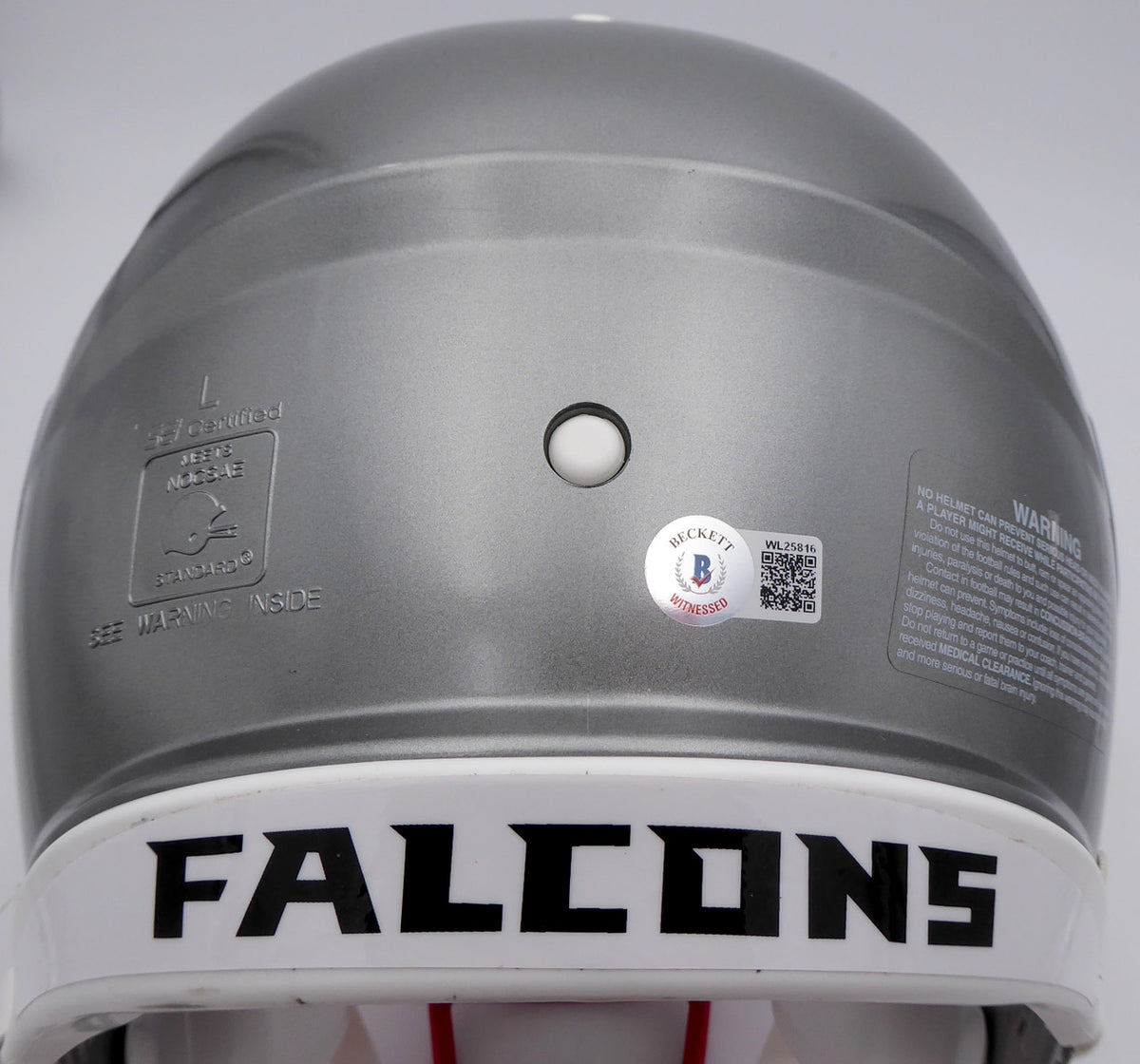 Kyle Pitts Autographed Atlanta Falcons Flash Silver Full Size Authentic Speed Helmet "Dirty Bird" (Smudge) Beckett BAS QR #WL25816