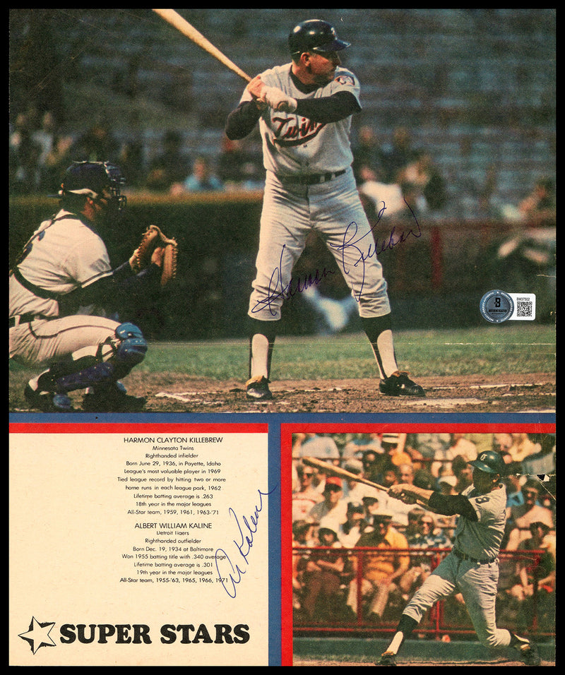 Harmon Killebrew & Al Kaline Autographed 10x12 Magazine Page Photo Beckett BAS QR #BM37502