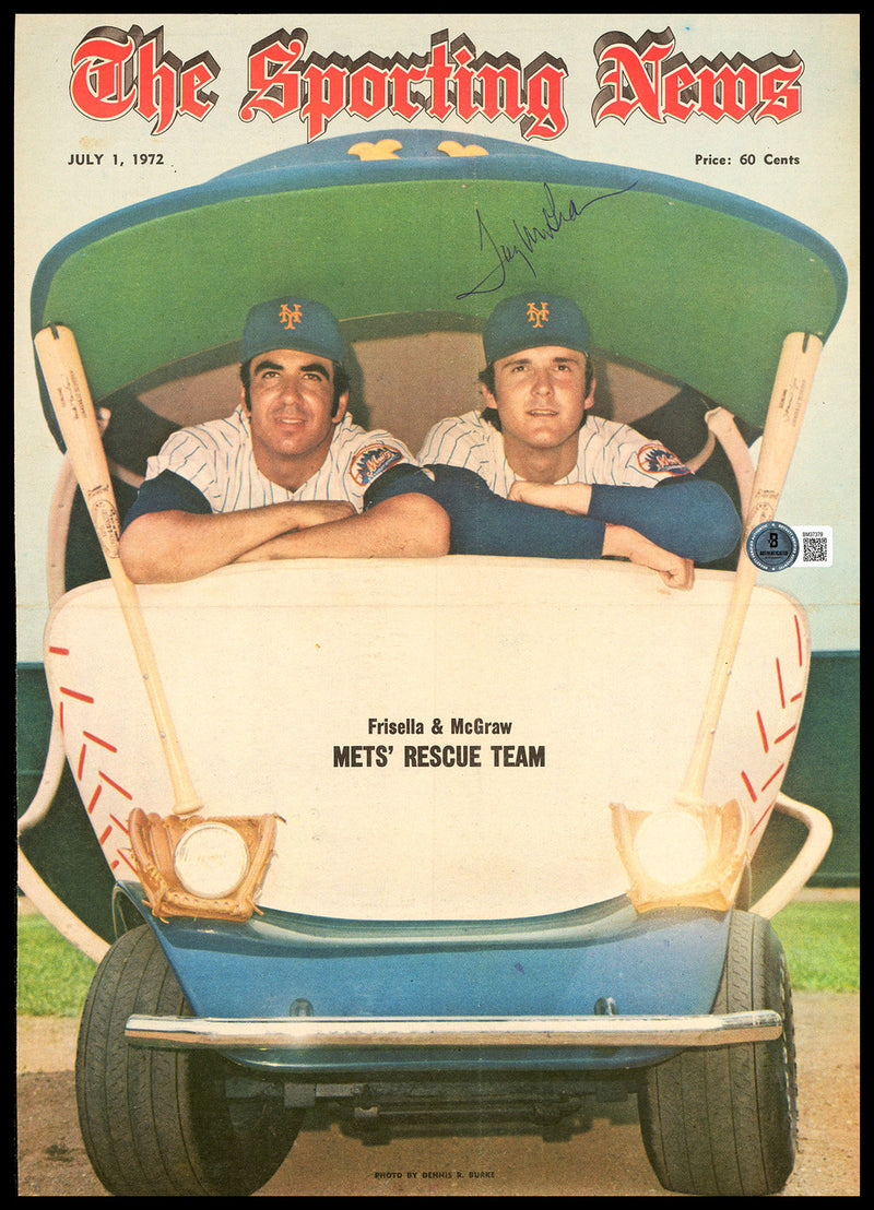 Tug McGraw Autographed Sporting News Cover New York Mets Beckett BAS QR #BM37379