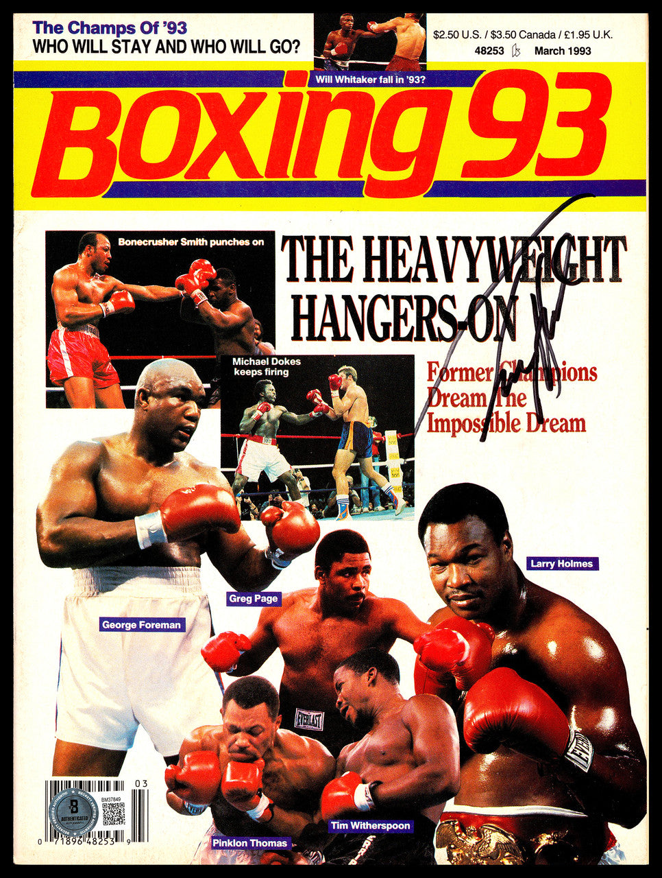 Larry Holmes Autographed Magazine Beckett BAS QR #BM37849