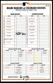 Ichiro Suzuki & Don Mattingly Autographed 2016 Game Used 3,000 Hit Line-up Card Miami Marlins IS Holo & MLB Holo #HZ660984