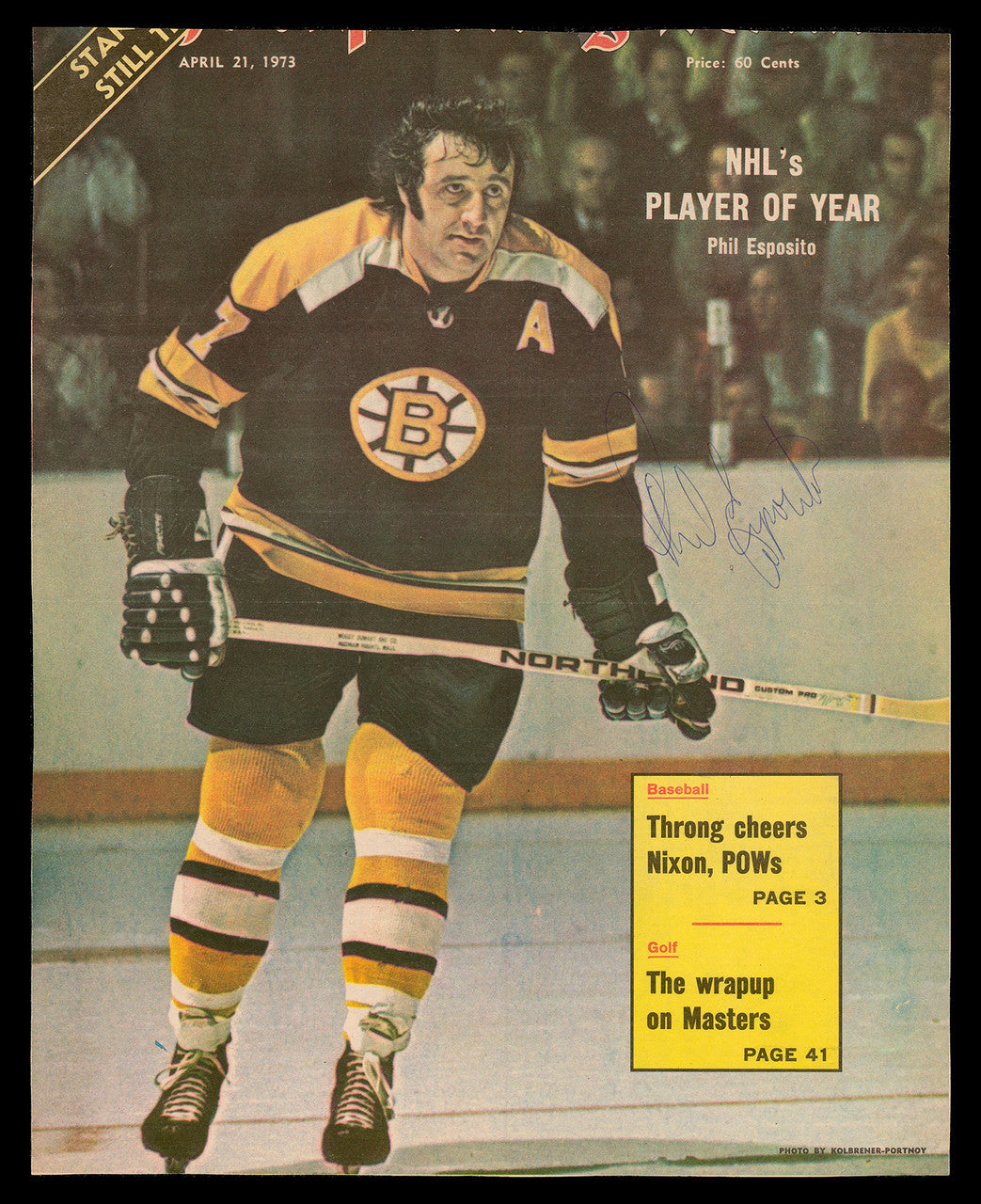 Phil Esposito Autographed Sporting News Cover Boston Bruins SKU #236220