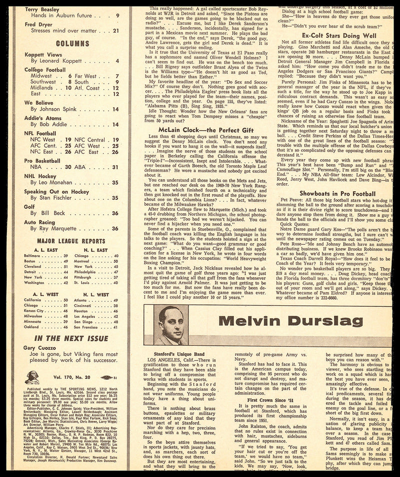 Joe Theismann Autographed Sporting News Cover Notre Dame SKU #236367