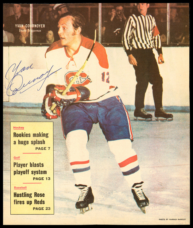 Yvan Cournoyer Autographed Sporting News Cover Montreal Canadiens SKU #236270