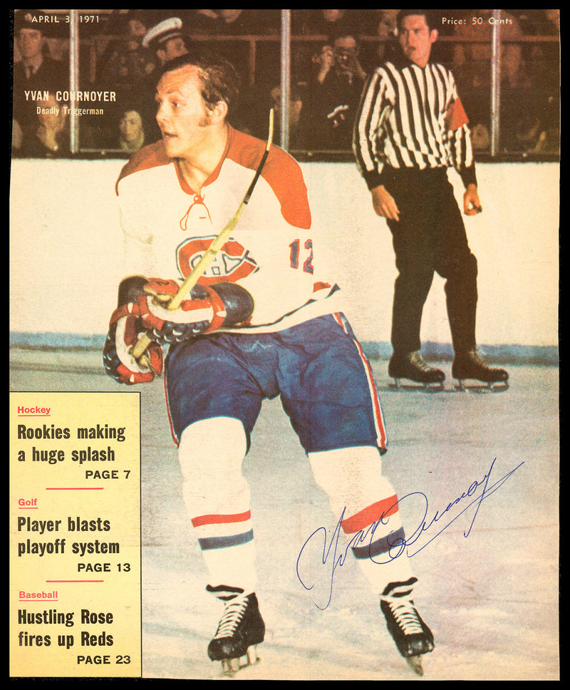Yvan Cournoyer Autographed Sporting News Cover Montreal Canadiens SKU #236271