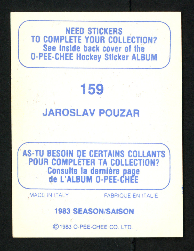 Jaroslav Pouzar Autographed 1983-84 O-Pee-Chee Sticker Card #159 Edmonton Oilers SKU #153609