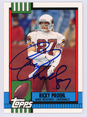 Ricky Proehl Autographed 1990 Topps Traded Card #121T Phoenix Cardinals SKU #134724