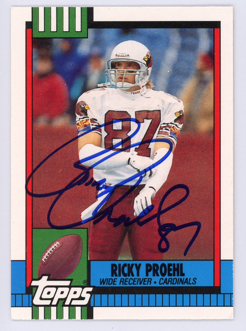 Ricky Proehl Autographed 1990 Topps Traded Card #121T Phoenix Cardinals SKU #134724