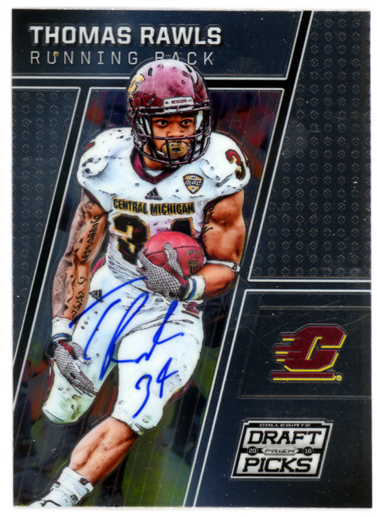 Thomas Rawls Autographed 2016 Panini Prizm Draft Picks Rookie Card #92 Seattle Seahawks MCS Holo Stock #112318
