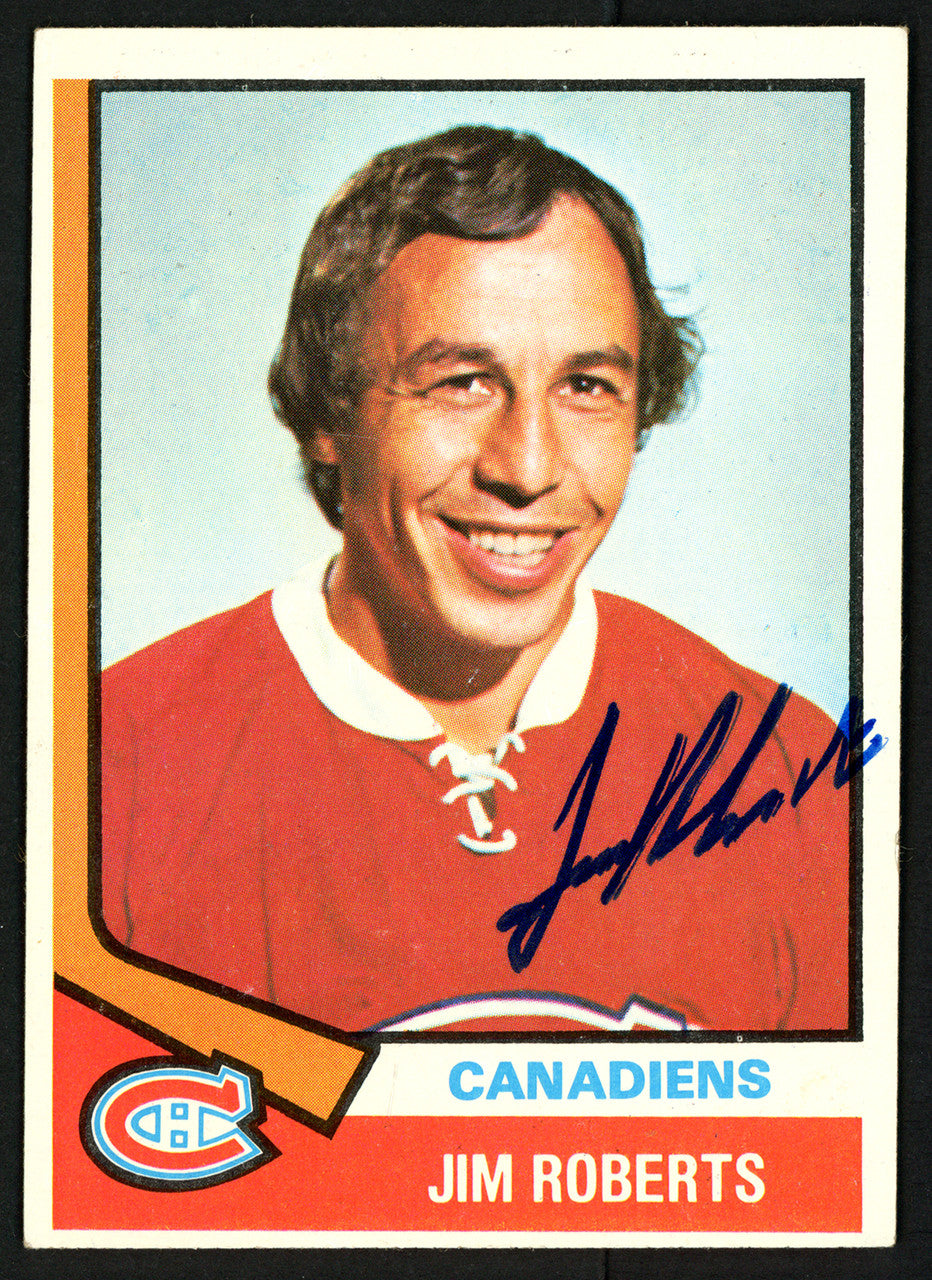 Jim Roberts Autographed 1974-75 Topps Card #78 Montreal Canadiens SKU #150080