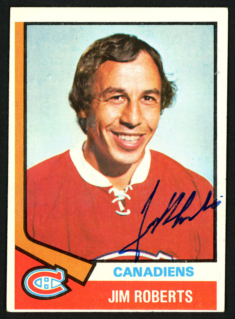Jim Roberts Autographed 1974-75 Topps Card #78 Montreal Canadiens SKU #150081