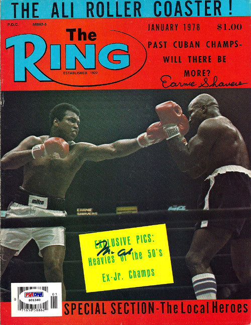 Muhammad Ali & Earnie Shavers Autographed The Ring Magazine Cover PSA/DNA #S01560