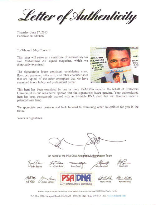 Muhammad Ali Autographed Sports Illustrated Magazine PSA/DNA #S06866