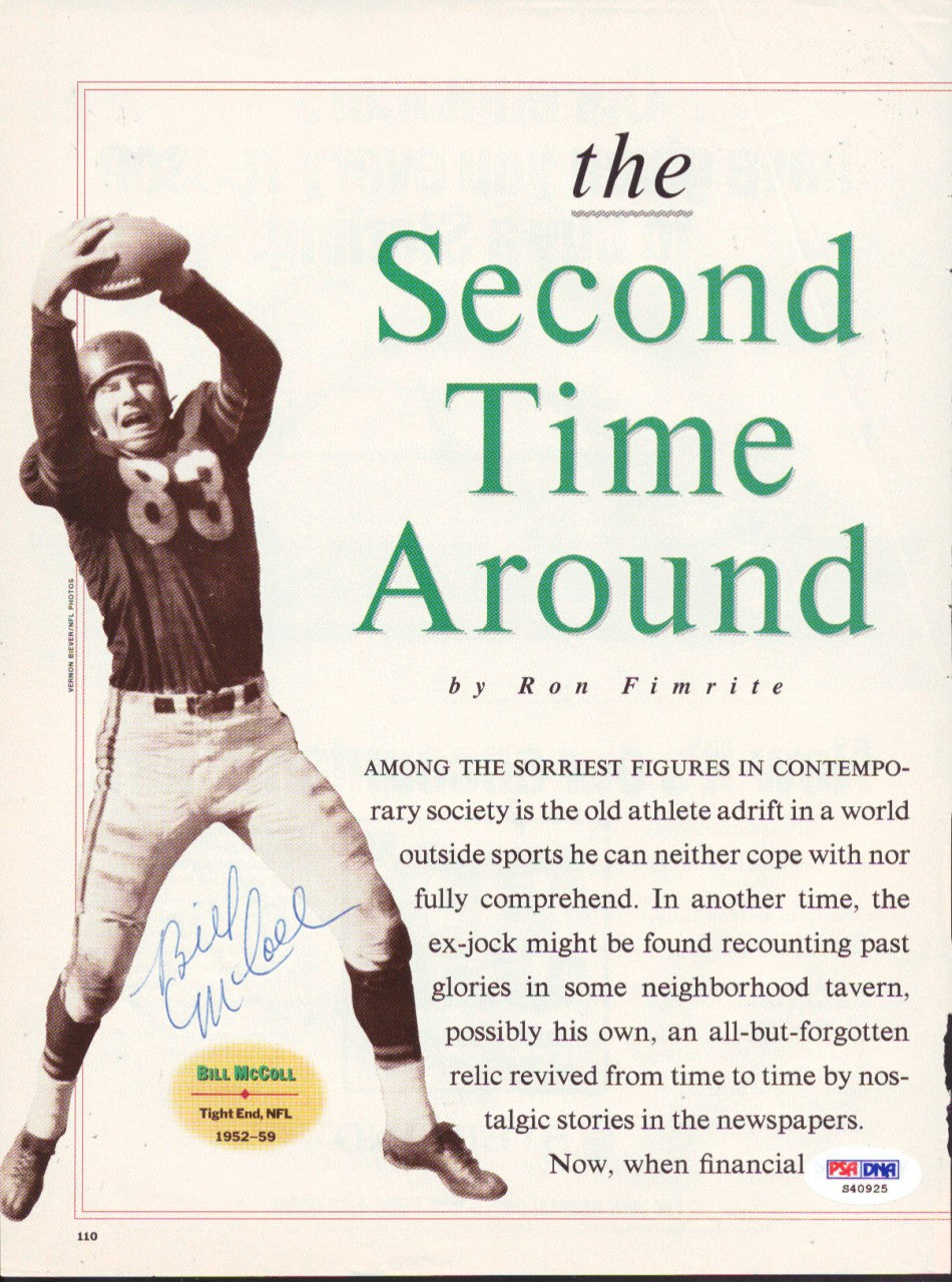 Bill McColl Autographed Magazine Page Photo Chicago Bears PSA/DNA #S40925