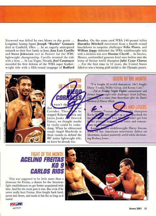Diego Corrales Autographed Magazine Page Photo PSA/DNA #S47519