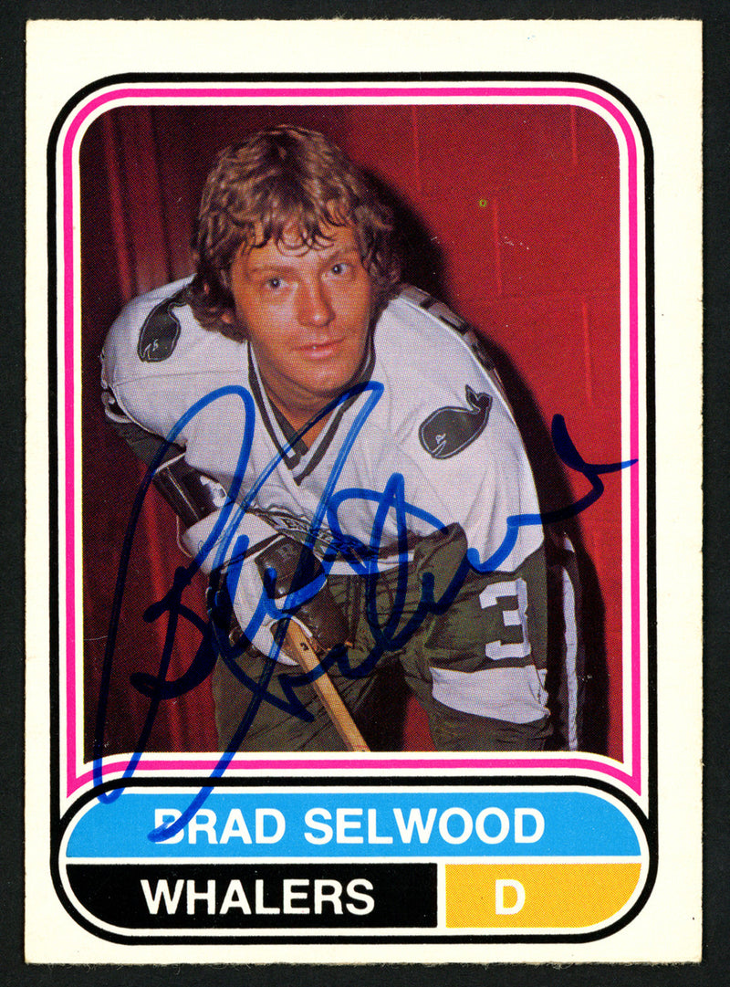 Brad Selwood Autographed 1975-76 WHA O-Pee-Chee Rookie Card #82 New England Whalers SKU #151324