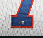Denver Broncos John Elway Autographed Framed White Jersey Beckett BAS Witness Stock #253342