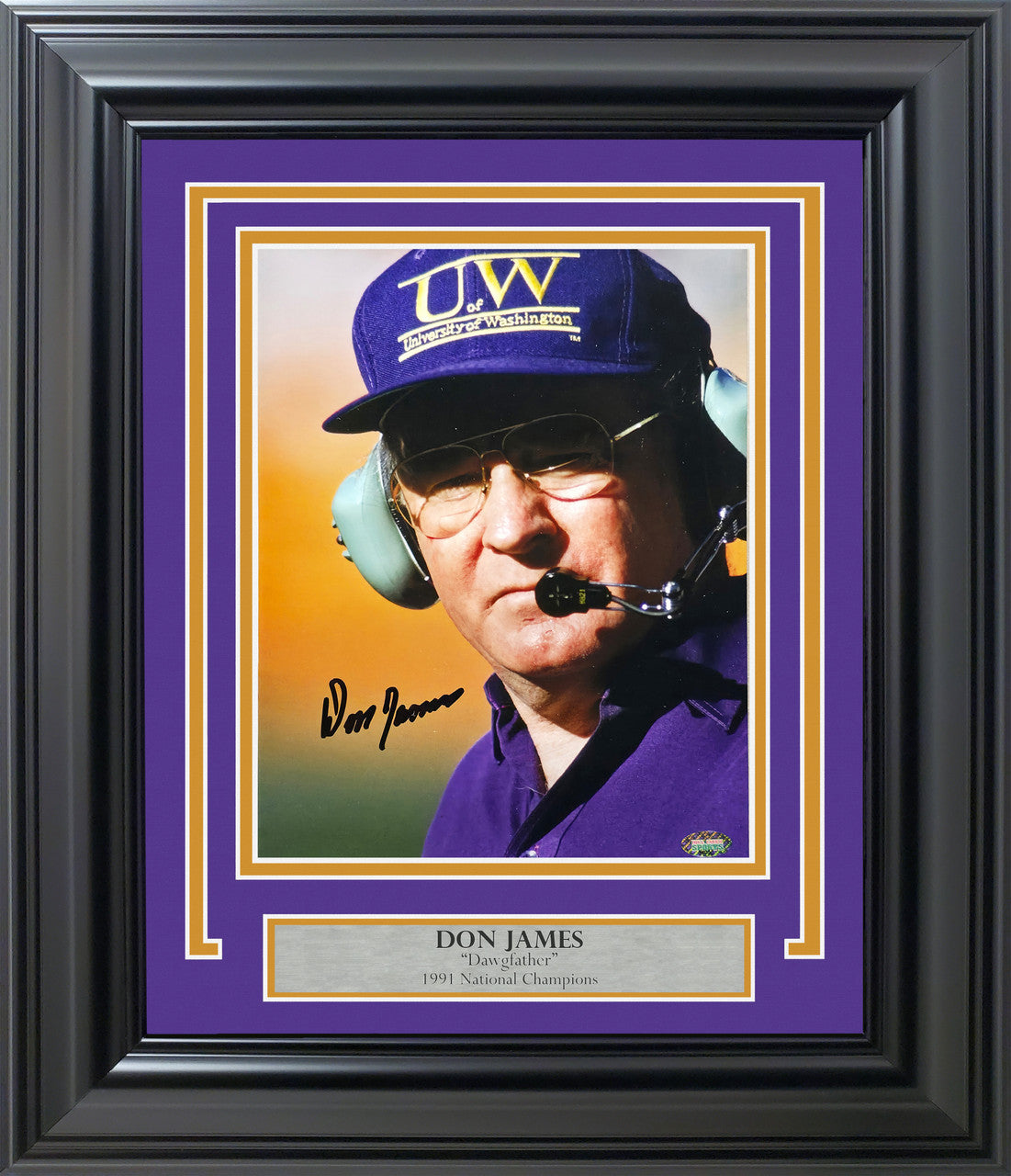 Don James Autographed Framed 8x10 Photo Washington Huskies MCS Holo Stock #253368