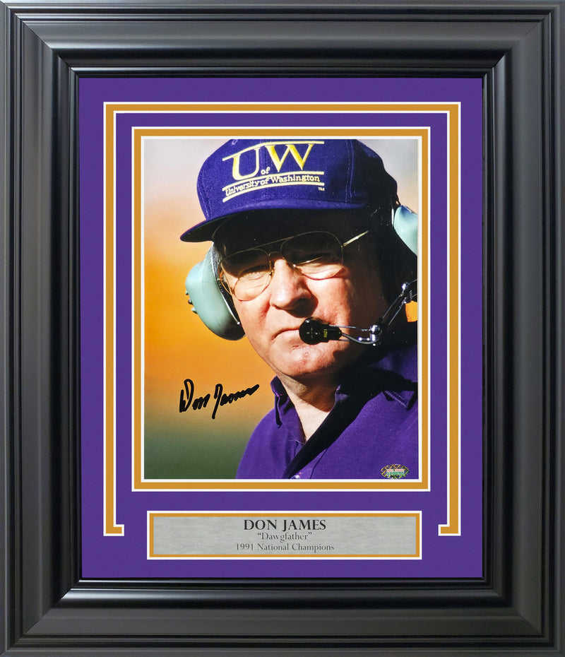 Don James Autographed Framed 8x10 Photo Washington Huskies MCS Holo Stock #253368