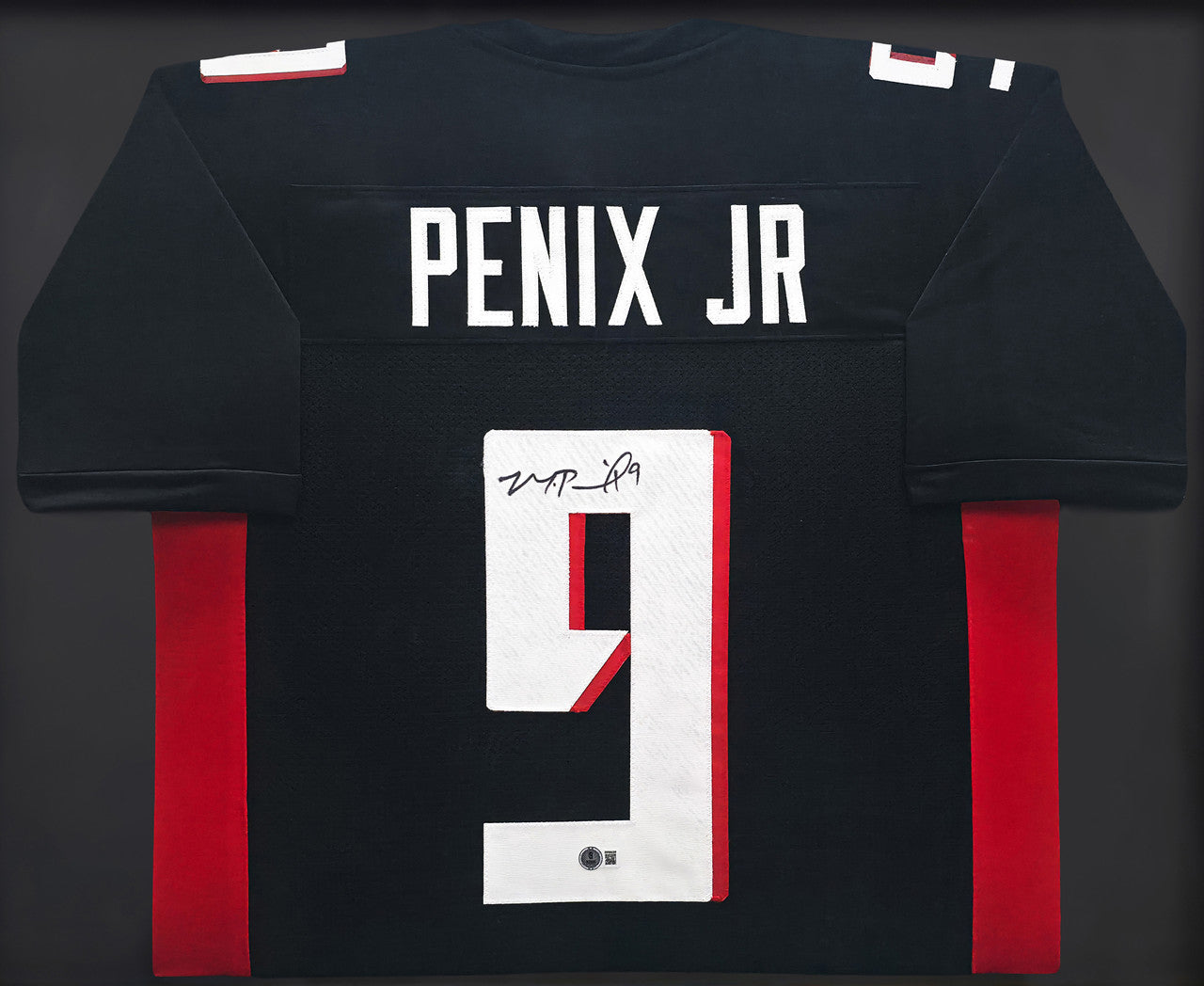 Atlanta Falcons Michael Penix Jr Autographed Framed Black Jersey Beckett BAS Witness Stock #252810