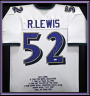 Baltimore Ravens Ray Lewis Autographed Framed White Jersey JSA Stock #252811