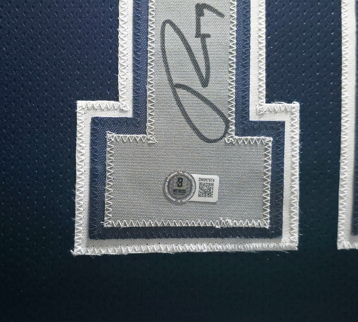 Dallas Cowboys Roger Staubach Autographed Framed Navy Blue Jersey Beckett BAS Witness Stock #252813