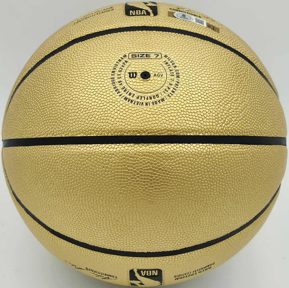 Allen Iverson Autographed Gold Edition Composite Leather Basketball Philadelphia 76ers Beckett BAS Witness Stock #253647