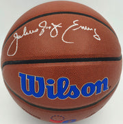 Julius "Dr. J" Erving Autographed Composite Leather Philadelphia 76ers Logo Basketball Beckett BAS Witness Stock #253709