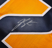 West Virginia Mountaineer Geno Smith Autographed Gold Jersey Beckett BAS Witness Stock #254166